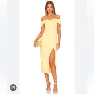 NEW Elliatt x Revolve Plateau Midi Dress Lemon Yellow Size XS